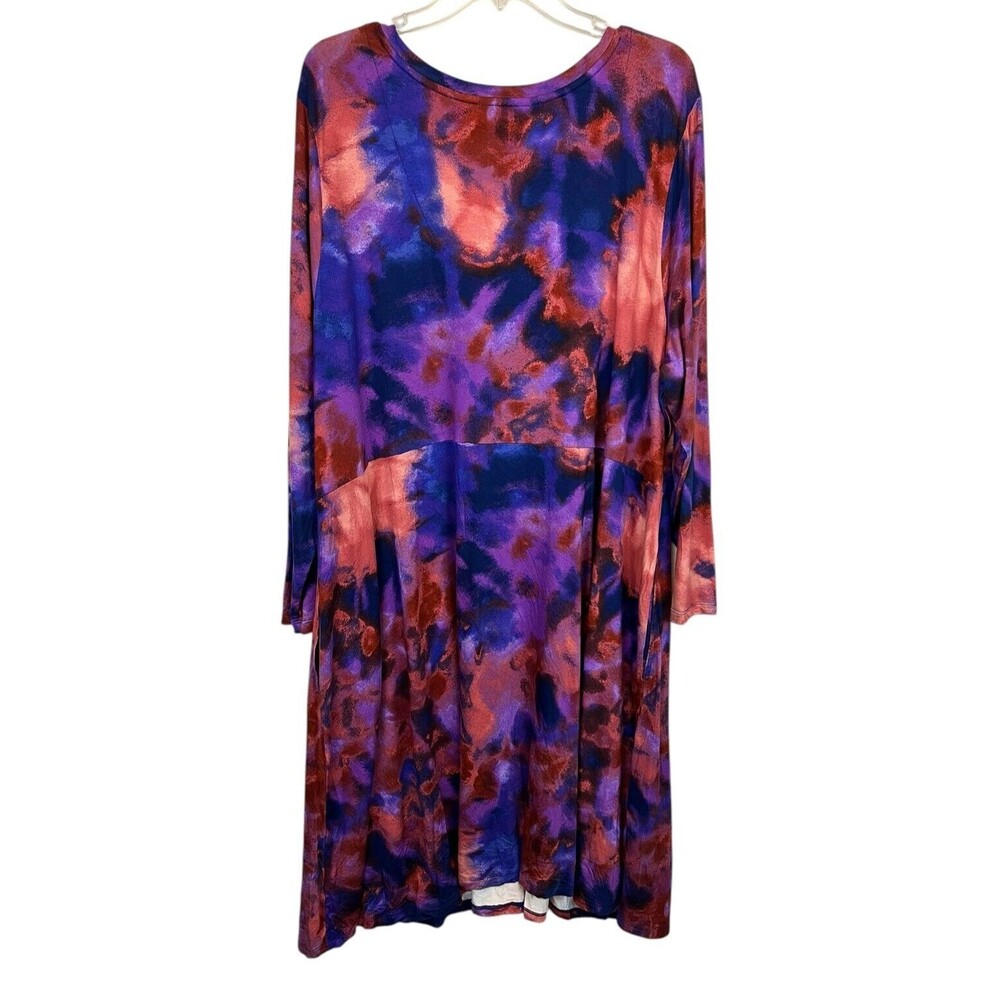 Terra & Sky Woman Knit Swing Dress Size 3X Long Sleeve Purple & Coral Knit - Picture 3 of 10